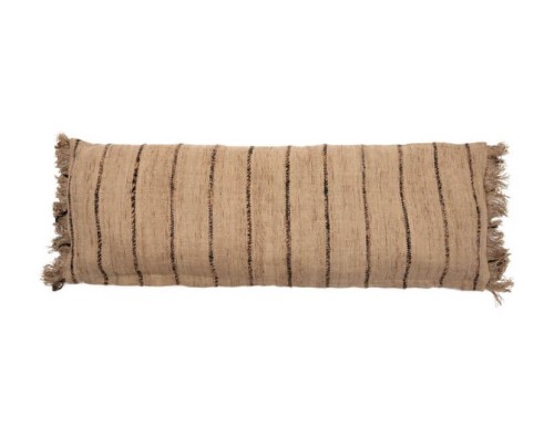 Duża beżowa poduszka dekoracyjna w paski S'il 35x100 z bawełny BAZAR BIZAR