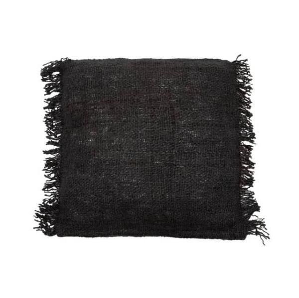 Duża czarna poduszka dekoracyjna 60x60 S'il z bawełny - Bazar Bizar