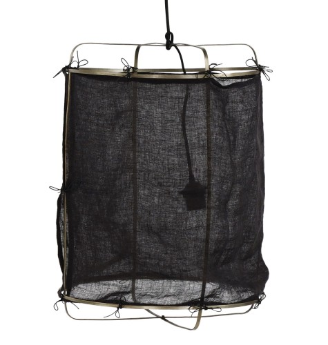 Lampa wisząca czarna Grisha Japandi z lnu POMAX
