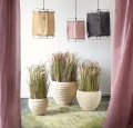 Lampa wisząca czarna Grisha Japandi z lnu POMAX