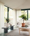 Linen voile curtain beige 140x290 Skylight Fog 1 pcs - Himla