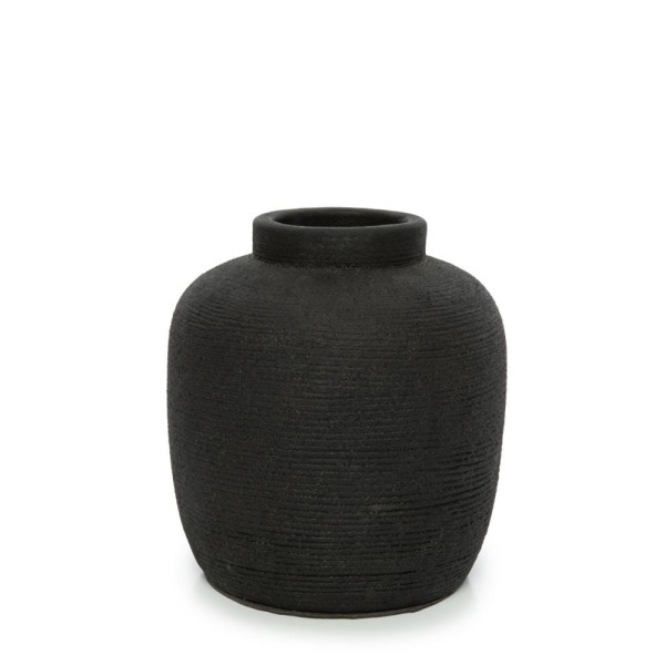 Black terracotta decorative vase Peaky M - Bazar Bizar