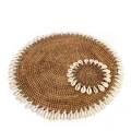 Colonial Shell rattan coasters set of 2 - Bazar Bizar