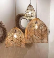 Ażurowy abażur rattanowy do lamp sufitowych Bala S, naturalny - Bazar Bizar