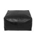Leather pouffe black Nappa Black - Bazar Bizar