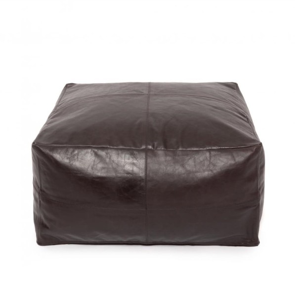 Leather pouffe brown Nappa Chocolate - Bazar Bizar