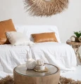 Brązowa skórzana poduszka dekoracyjna 40x40 ze skóry cielęcej i zamszu Panel Camel BAZAR BIZAR