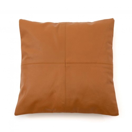 Brązowa skórzana poduszka dekoracyjna 40x40 ze skóry cielęcej i zamszu Panel Camel BAZAR BIZAR