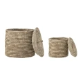 Seagrass baskets with lid, set of 2 - Bloomingville