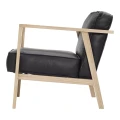 Fotel skórzany LC1 skóra naturalna czarna rama dąb naturalny bielony - Andersen Furniture