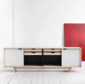 Nowoczesna komoda S1 dąb mydlony front biały alpino wymienny czarny - Andersen Furniture