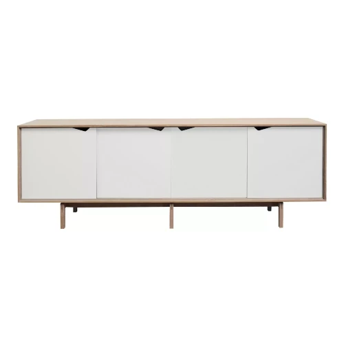 Nowoczesna komoda S1 dąb mydlony front biały alpino wymienny czarny - Andersen Furniture