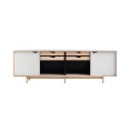 Nowoczesna komoda S1 dąb mydlony front biały alpino wymienny czarny - Andersen Furniture