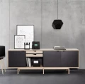 Nowoczesna komoda S1 dąb mydlony front biały alpino wymienny czarny - Andersen Furniture