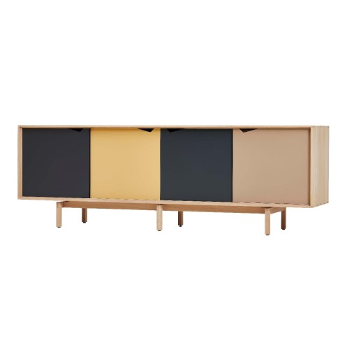 Nowoczesna komoda S1 dąb mydlony front multi earth wymienny czarny - Andersen Furniture