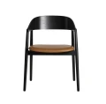 Krzesło drewniane tapicerowane AC2 dąb czarny siedzisko skóra cognac - Andersen Furniture