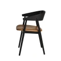 Krzesło drewniane tapicerowane AC2 dąb czarny siedzisko skóra cognac - Andersen Furniture