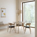 Krzesło drewniane tapicerowane AC2 dąb bielony siedzisko skóra czarna - Andersen Furniture