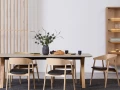 Krzesło drewniane tapicerowane AC2 dąb bielony siedzisko skóra czarna - Andersen Furniture
