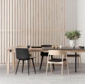 Krzesło drewniane tapicerowane AC2 dąb bielony siedzisko skóra czarna - Andersen Furniture