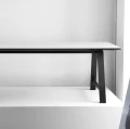 Nowoczesny stół do jadalni rozkładany T1 blat laminat i nogi dębowe czarne - Andersen Furniture