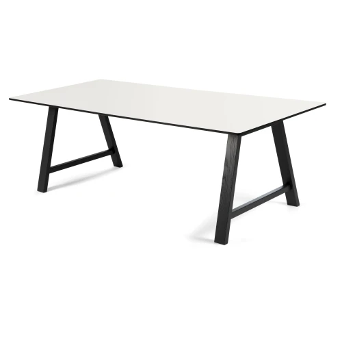 Nowoczesny stół do jadalni rozkładany T1 blat laminat i nogi dębowe czarne - Andersen Furniture