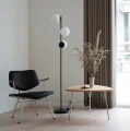Czarna lampa podłogowa Lilly z trzema szklanymi kloszami NORDLUX