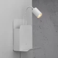 Wall lamp with a shelf with a USB charging port Roomi White white - Nordlux