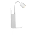 Wall lamp with a shelf with a USB charging port Roomi White white - Nordlux