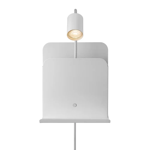 Wall lamp with a shelf with a USB charging port Roomi White white - Nordlux