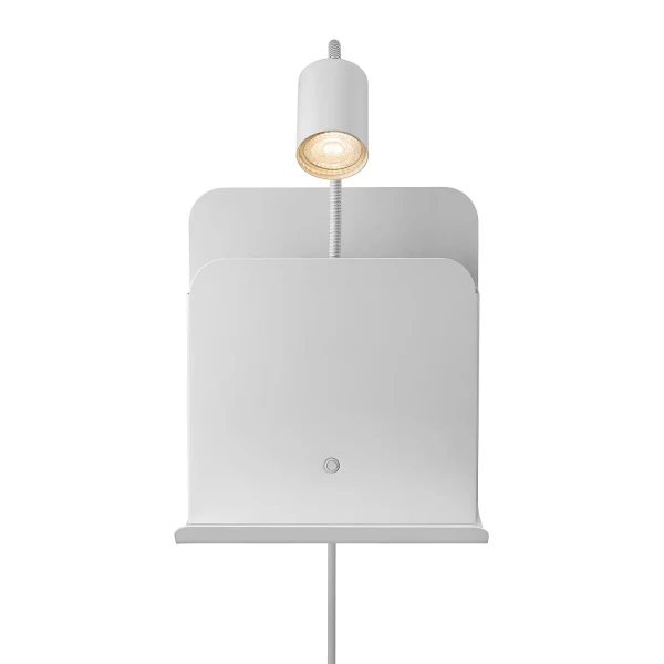 Wall lamp with a shelf with a USB charging port Roomi White white - Nordlux