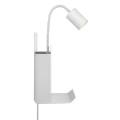 Wall lamp with a shelf with a USB charging port Roomi White white - Nordlux