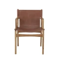 Krzesło skandynawskie Ollie Lounge z drewna teak i skóry naturalnej - Bloomingville