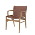 Krzesło skandynawskie Ollie Lounge z drewna teak i skóry naturalnej - Bloomingville