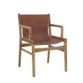 Krzesło skandynawskie Ollie Lounge z drewna teak i skóry naturalnej - Bloomingville