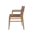 Krzesło skandynawskie Ollie Lounge z drewna teak i skóry naturalnej - Bloomingville