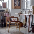 Krzesło skandynawskie Ollie Lounge z drewna teak i skóry naturalnej - Bloomingville