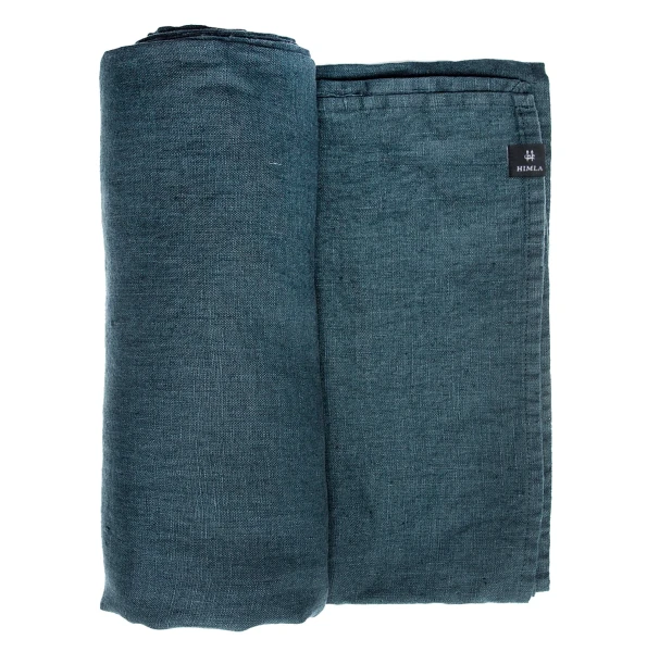 Dark blue linen tablecloth 145x330 Sunshine Silence - Himla