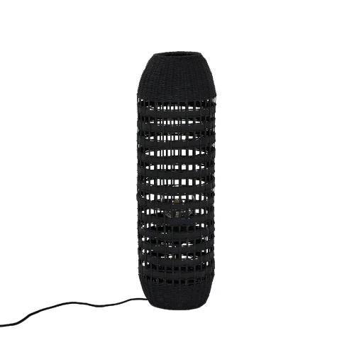 Black rattan floor lamp Rota 70 - Pomax