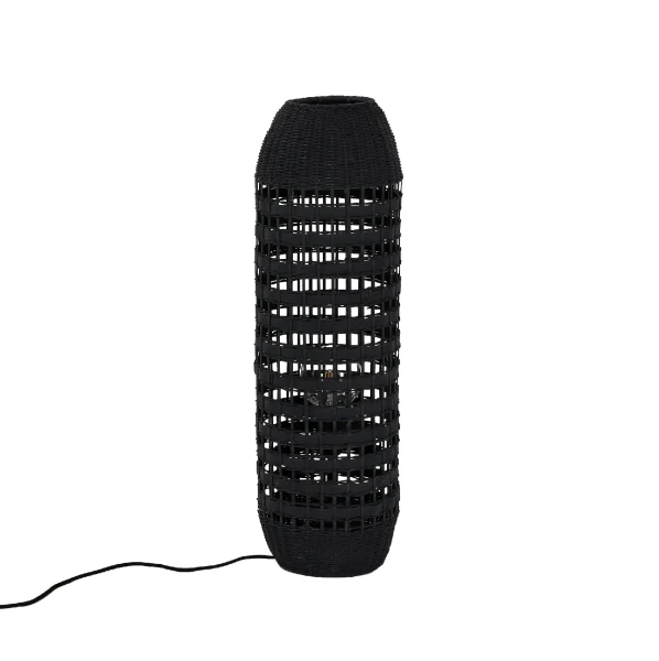 Black rattan floor lamp Rota 70 - Pomax