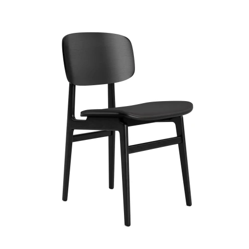 Krzesło drewniane tapicerowane NY11 dąb Black skóra Dunes Anthracite - Norr11