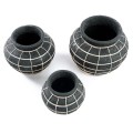 Decorative pot cover Belly S Black terracotta rattan - Bazar Bizar