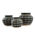 Decorative pot cover Belly M Black terracotta rattan - Bazar Bizar