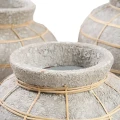 Decorative pot cover Belly L Grey terracotta rattan - Bazar Bizar