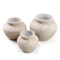Decorative pot cover Belly L Grey terracotta rattan - Bazar Bizar