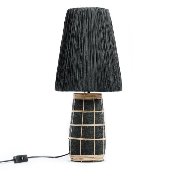 Table lamp Naxos Black seagrass and terracotta - Bazar Bizar