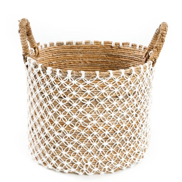 Boho basket Seagrass Crossed Macrame L - Bazar Bizar