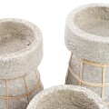Świecznik dekoracyjny Serene Grey M terakota i rattan - Bazar Bizar