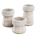 Decorative candle holder Serene Grey M terracotta and rattan - Bazar Bizar