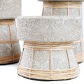 Decorative candle holder Serene Grey S terracotta and rattan - Bazar Bizar
